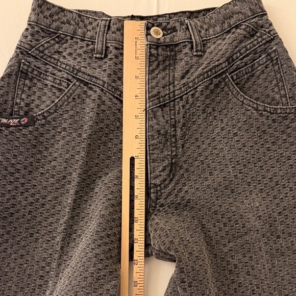 Blaze Riding Gear Vintage High Waist Textured Checkerboard Jeans Black 24x32.5 - Picture 9 of 10